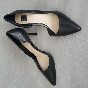 WHITE HOUSE BLACK MARKET Ella Black Wavy Textured Leather D'Orsay Pumps SIZE: 7M